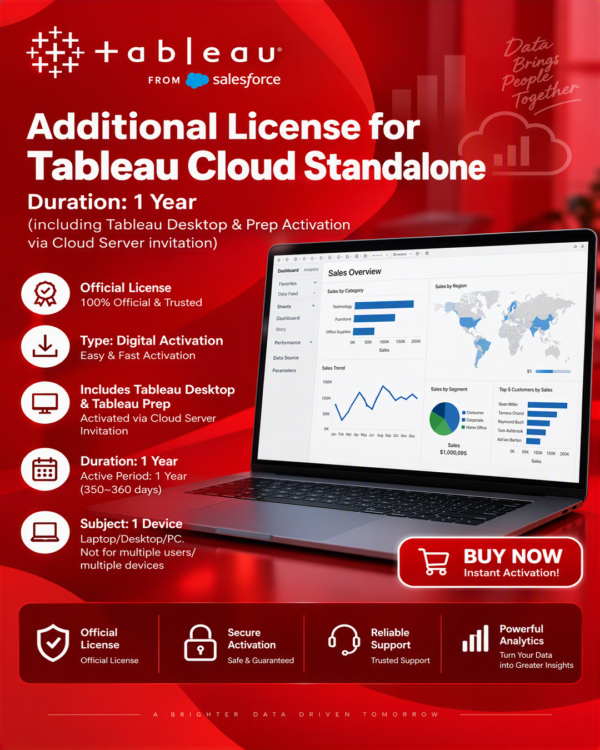 Tableau Cloud SA 1Year_Additional License Additional License for Tableau Cloud Stand Alone